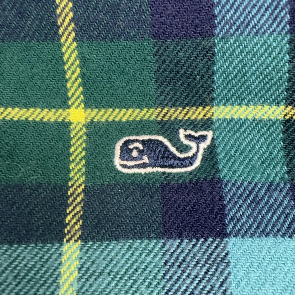 Vineyard Vines Button Up Shirt Youth XL Green Plaid Flannel Long Sleeve Collared - Picture 4 of 11